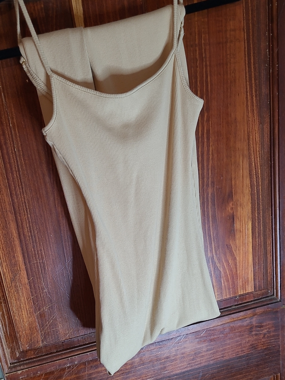 Weworewhat Tan Ribbed Bodycon Maxi Dress